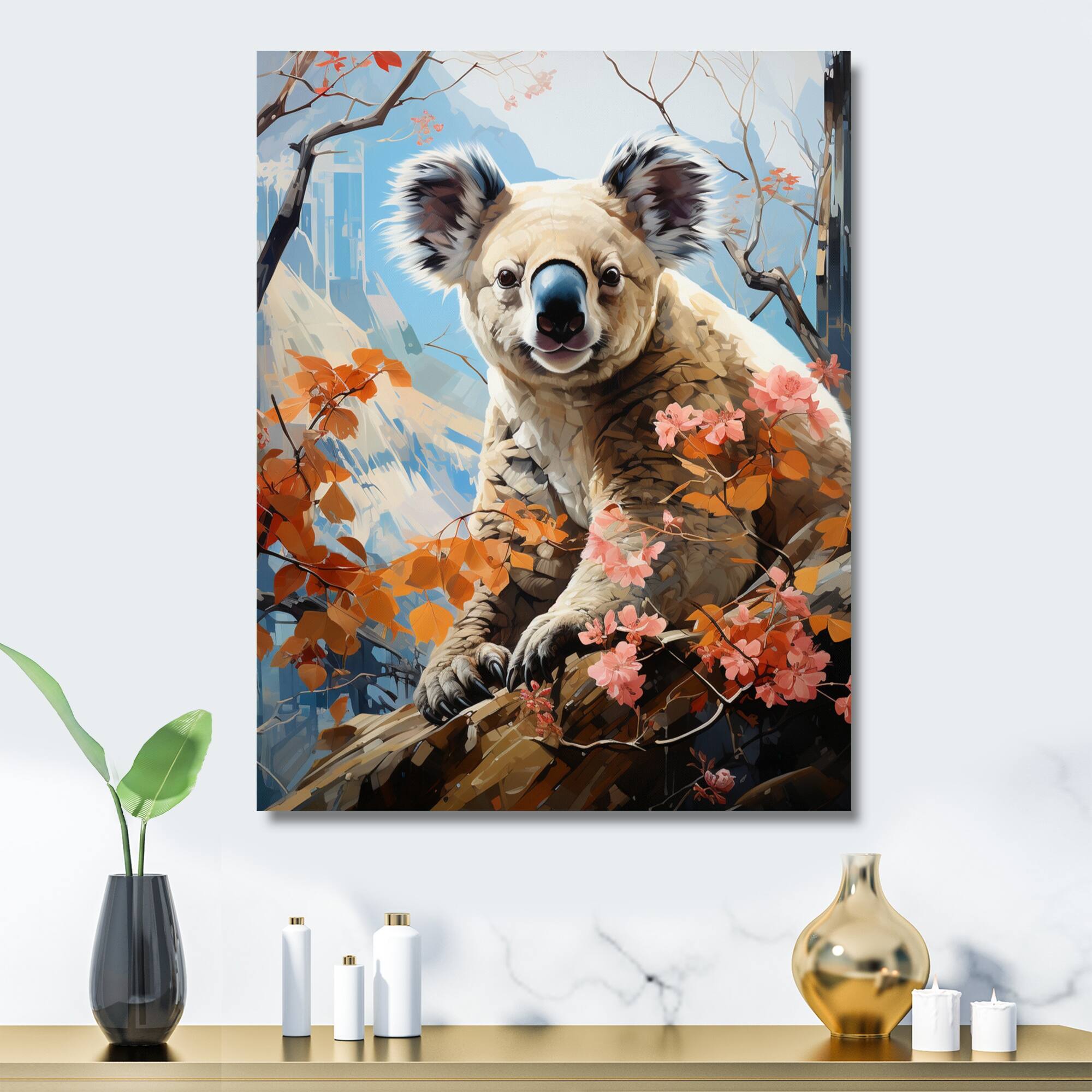 Designart "Koala Koalas Serenity Pastoral II" Animals Koala Metal Wall